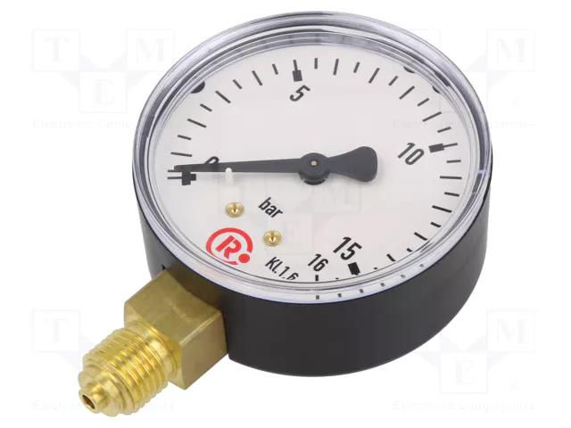 Manometer; 0÷16bar; G 1/4",bottom connection; 63mm; plastic PNEUMAT 118-K