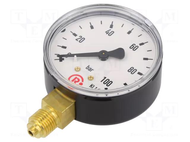 Manometer; 0÷100bar; G 1/4",bottom connection; 63mm; metal PNEUMAT 122