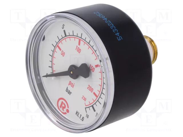 Manometer; 0÷16bar; G 1/4",rear connection; 50mm; Temp: -20÷60°C PNEUMAT 207-KD