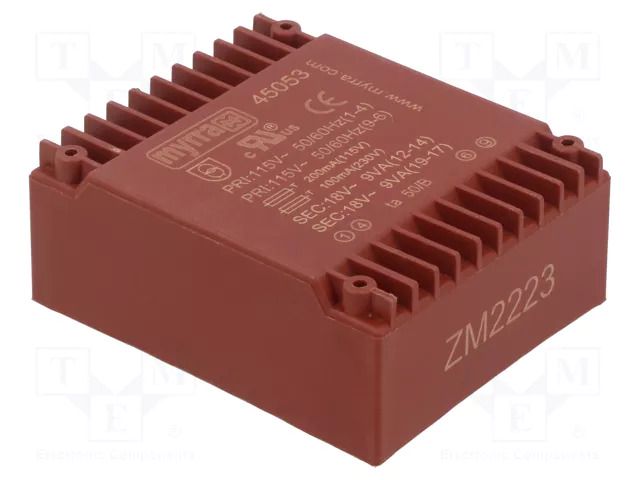 Transformer: encapsulated; 18VA; 115VAC,230VAC; 18V; 18V; 500mA MYRRA MYRRA-45053