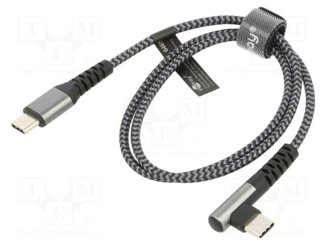 Cable; USB 2.0; USB C plug,USB C angled plug; 0.5m; 480Mbps Goobay GOOBAY-64658