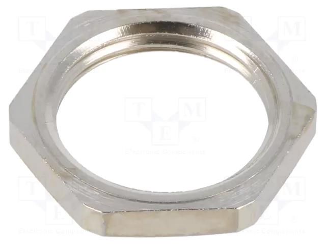 Nut; PG21; brass; 32mm; Plating: nickel; Entrelec TE Connectivity 1SNG608022R0000