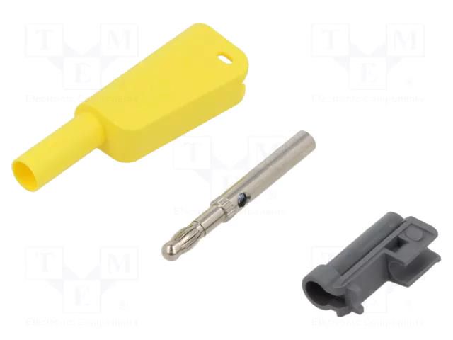 Connector: 4mm banana; 19A; 1kV; yellow; 1mm2; nickel plated STÄUBLI SLM-4N-39-24