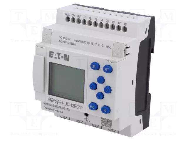 Programmable relay; 8A; IN: 8; Analog in: 4; Analog.out: 0; OUT: 4 EATON ELECTRIC EASY-E4-UC-12RC1P