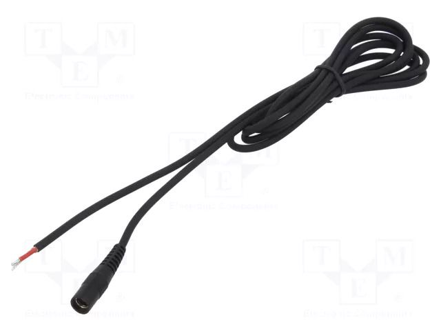 Cable; 1x1mm2; wires,DC 5,5/2,5 socket; straight; black; 1.5m WEST POL S25-TT-C100-150BK