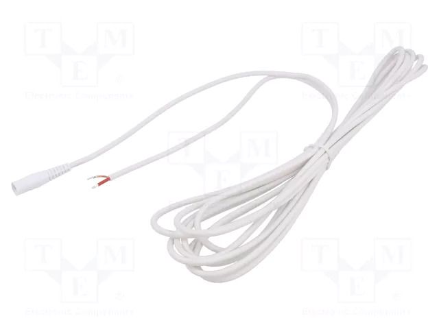 Cable; 1x1mm2; wires,DC 5,5/2,5 socket; straight; white; 3m WEST POL S25-TT-C100-300WH