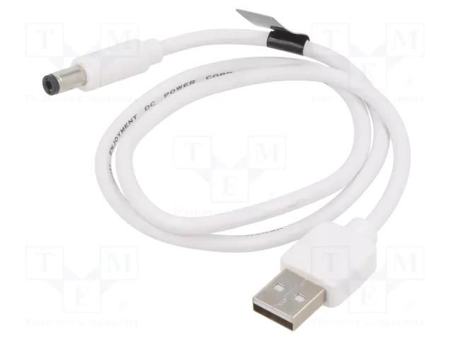 Cable; USB A plug,DC 5,5/2,5 plug; white; 0.5m; Core: Cu,tinned VENTION CEYWD