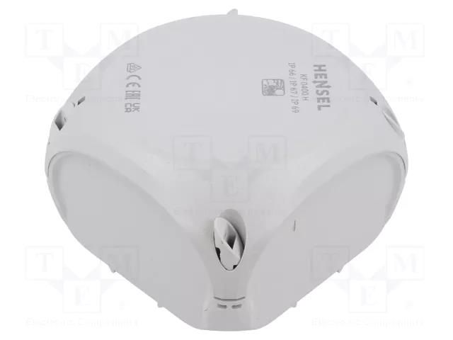 Enclosure: junction box; X: 104mm; Y: 104mm; Z: 70mm; IP66,IP67; grey HENSEL HENSEL-KF-0400-H
