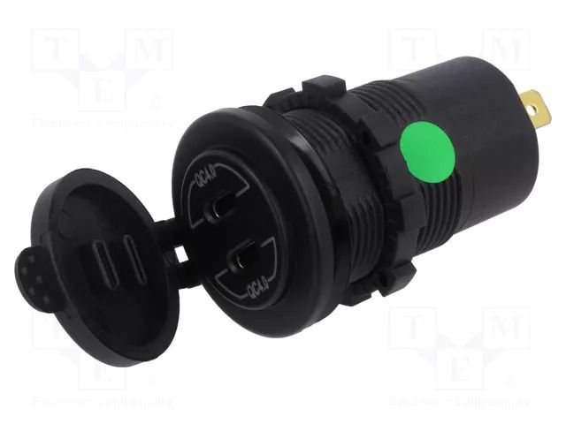 USB power supply; USB C socket x2; Sup.volt: 12÷24VDC; black 4CARMEDIA CAR-USB-3.0-GR