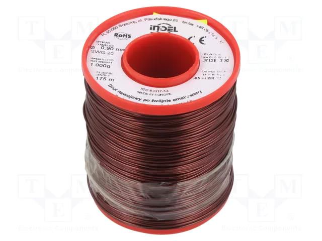 Coil wire; double coated enamelled; 0.9mm; 1kg; -65÷200°C INDEL DN2E0.90-1.00
