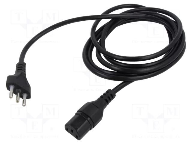 Cable; 3x0.75mm2; CEI 23-50 (L) plug,IEC C13 female; PVC; 1.5m TASKER TAS-181-150