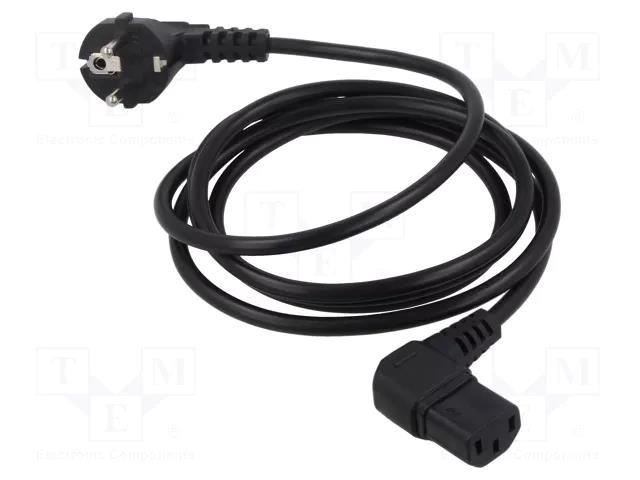 Cable; 3x0.75mm2; PVC; 2m; black; 10A; 250V TASKER TAS-217