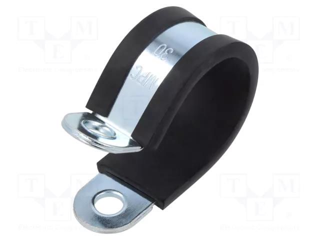 Fixing clamp; ØBundle : 30mm; W: 20mm; steel; Cover material: EPDM MPC INDUSTRIES MPC-LKD13020