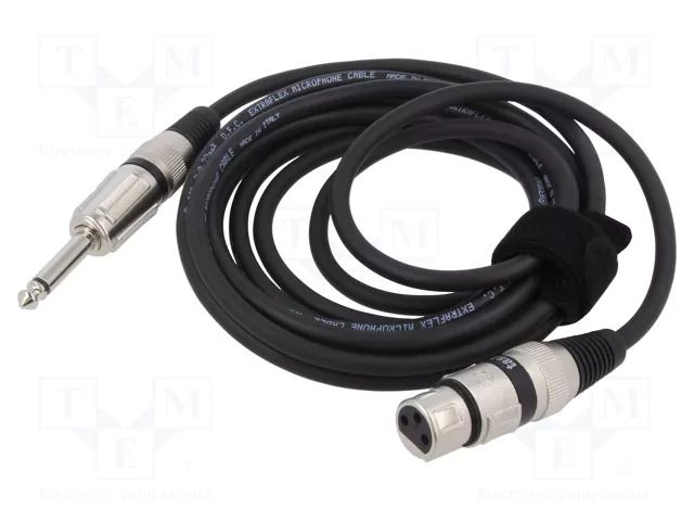Cable; Jack 6,3mm 2pin plug,XLR female 3pin; 3m; black; 0.25mm2 TASKER TAS-TK233