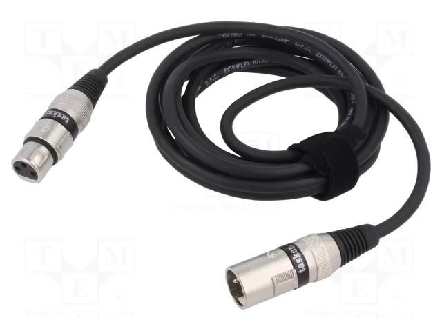 Cable; XLR male 3pin,XLR female 3pin; 3m; black; 0.25mm2; Cores: 2 TASKER TAS-TK343