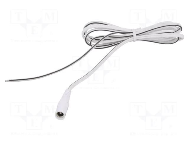 Cable; 2x0.5mm2; wires,DC 5,5/2,5 socket; straight; white; 1.5m WEST POL S25-TT-T050-150WH