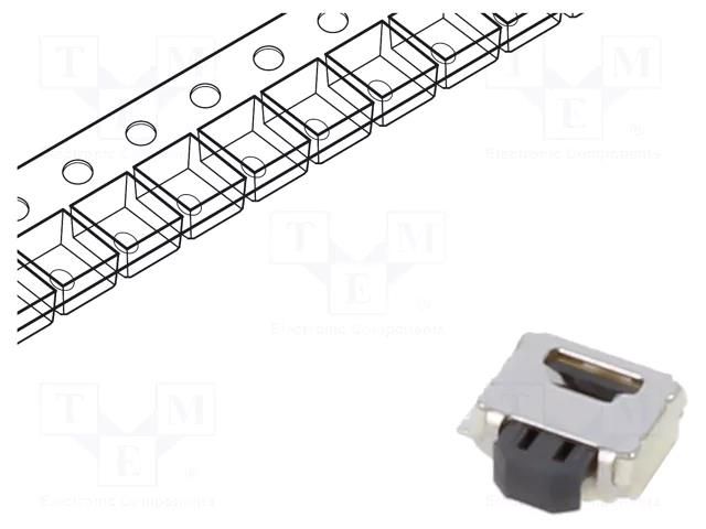 Microswitch TACT; SPST-NO; Pos: 2; 0.05A/12VDC; SMT; none; 1.59N OMRON Electronic Components B3U-3100P