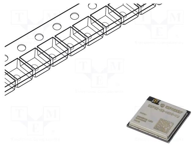 Module: IoT; Bluetooth Low Energy,WiFi; external; SMD; Cores: 2 ESPRESSIF ESP32S3-MINI-1U-8