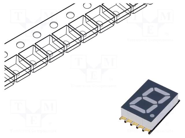 Display: LED; 7-segment; 10mm; 0.39"; No.char: 1; yellow; 30mcd; SMD OPTO Plus LED OPS-S3911LY