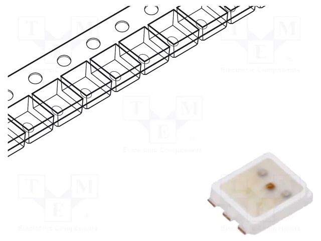 LED; RGB; SMD; 1411,PLCC6; 2.1/3.3/3.3VDC; 3.5x2.8x0.6mm; 20mA ROHM SEMICONDUCTOR SMLVN6RGB1U1