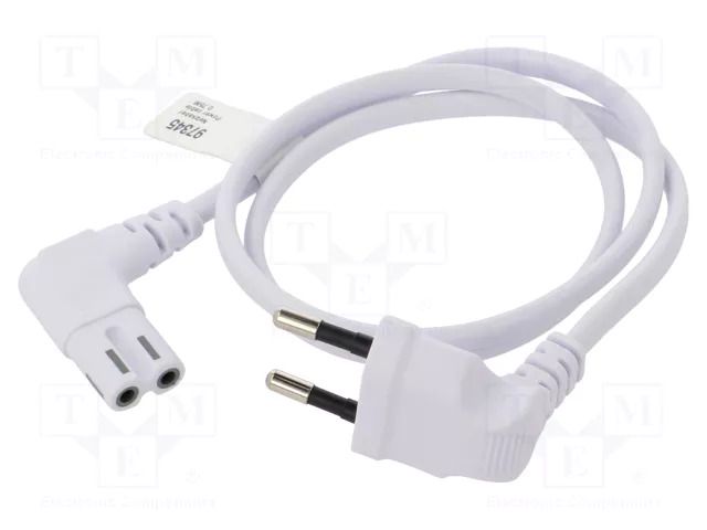 Cable; 2x0.75mm2; PVC; 0.7m; white; 2.5A; 250V GOOBAY SN15-02/07/007W