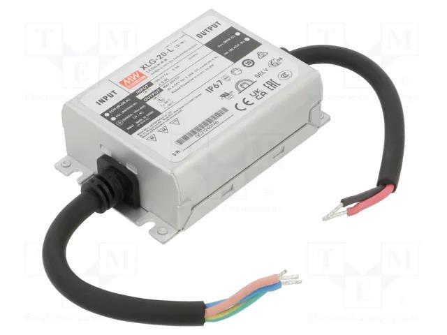 Power supply: switching; LED; 20W; 32.4÷54VDC; 350mA; 90÷305VAC MEAN WELL XLG-20-L