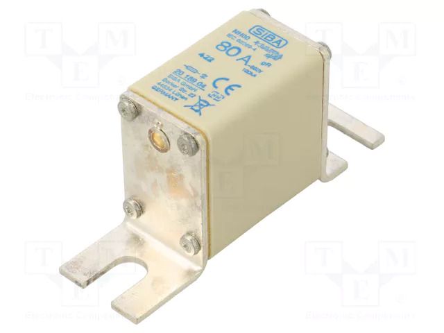 Fuse: fuse; 80A; 660VAC; gR; ceramic,industrial; NH00; URB SIBA 2018904.80