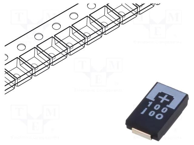 Capacitor: tantalum-polymer; low ESR; 100uF; 6.3VDC; 2800mA; SMD PANASONIC 6TPE100MI