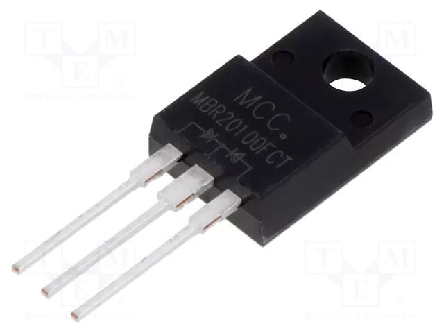 Diode: Schottky rectifying; THT; 100V; 10Ax2; ITO220AB; Ir: 50uA MICRO COMMERCIAL COMPONENTS MBR20100FCT-BP