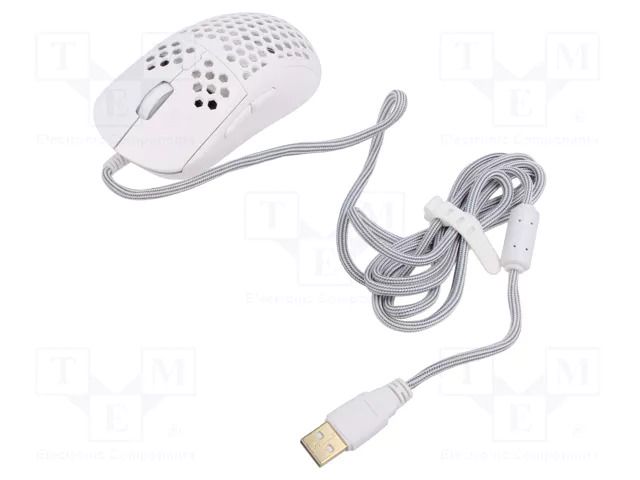 Mouse; white; USB A; optical,wired; DPI change button,RGB; 1.8m SAVIO SAVGM-HEXWHITE
