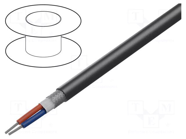 Wire: DMX; 2x0.35mm2; stranded; 110Ω; -20÷70°C; Colour: black; 100m TASKER TAS-TSK1038-CPR
