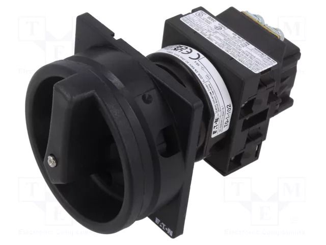 Switch: main cam switch; Stabl.pos: 2; 20A; OFF-ON; Poles: 2; black EATON ELECTRIC T0-1-102/EA/SVB-SW