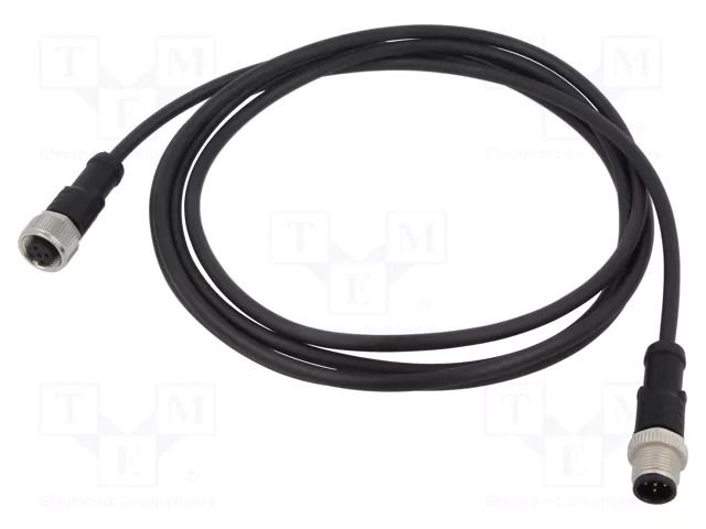 Cable: for sensors/automation; PIN: 5; with metal nut; plug; 60V AMPHENOL LTW M12A05ML12AFLSB002