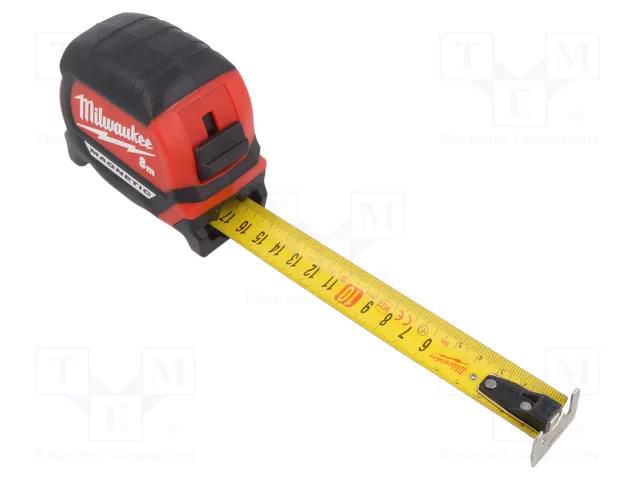 Measuring tape; L: 8m; Width: 27mm; magnetic Milwaukee MW-4932464600