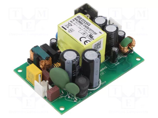 Power supply: switching; open; 60W; 80÷305VAC; 24VDC; 2500mA; 90% RECOM RACM60-24SK277OF-T