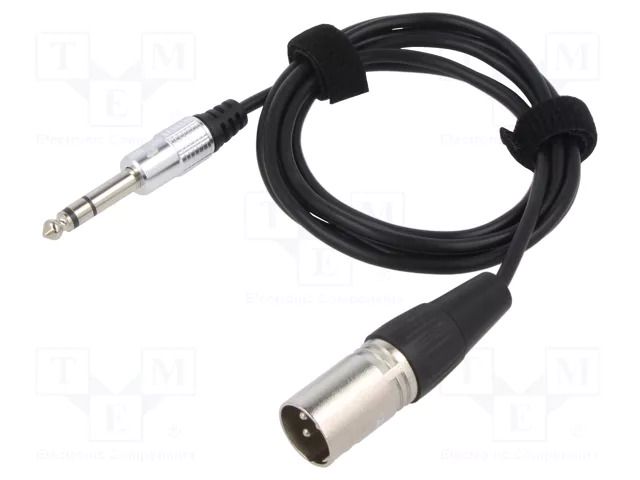 Cable; Jack 6,3mm 3pin plug,XLR male 3pin; 1.5m; black; 0.08mm2 TASKER TAS-TK075