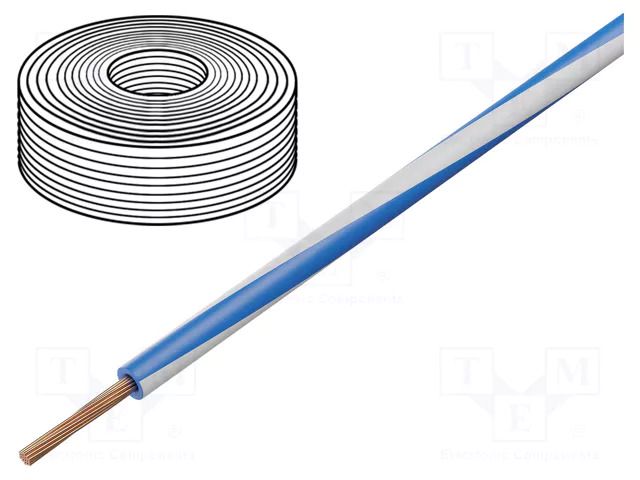 Wire; H05Z-K; stranded; Cu; 0.5mm2; LSZH; blue-white; 300V,500V HELUKABEL H05Z-K-1X0.5BL-WH
