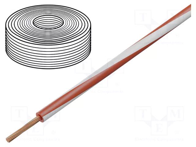 Wire; H05Z-K; stranded; Cu; 0.75mm2; LSZH; red-white; 300V,500V HELUKABEL H05Z-K-1X0.75RD-WH