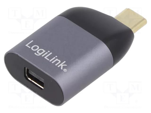 Adapter; USB 3.2; mini DisplayPort socket,USB C plug; aluminium LOGILINK CUA0205