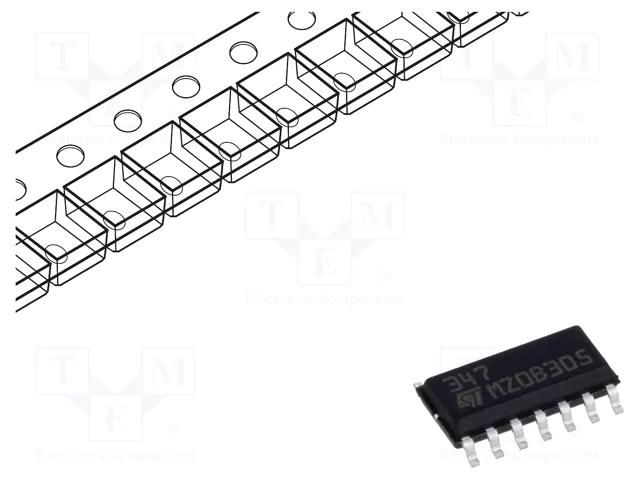 IC: operational amplifier; 4MHz; 8÷36V; Ch: 4; SO14; reel,tape STMicroelectronics LF347DT