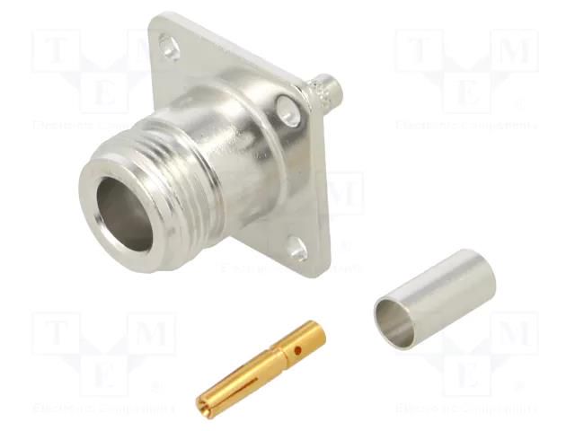 Connector: N; socket; female; straight; 50Ω; crimped; PTFE; brass AMPHENOL RF 172175