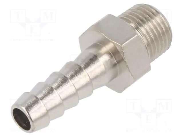 Threaded fitting; connector pipe; nickel plated brass; 7mm PNEUMAT 3040-7-1/8