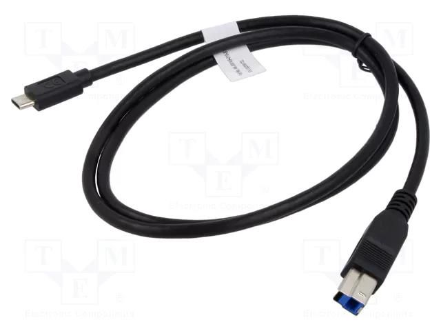 Cable; USB 3.1; USB B plug,USB C plug; nickel plated; 1m; black DIGITUS AK-300149-010-S