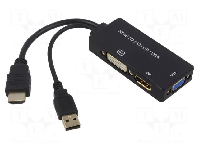 Converter; 0.2m; DisplayPort 1.2a,dual link,HDMI 1.4,USB 2.0 DIGITUS AK-330403-002-S