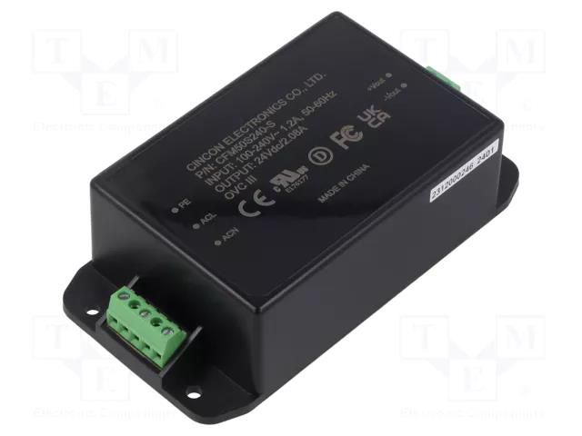 Power supply: switching; 50W; 24VDC; 2.08A; 55.2x106.6x30.5mm CINCON CFM50S240-S
