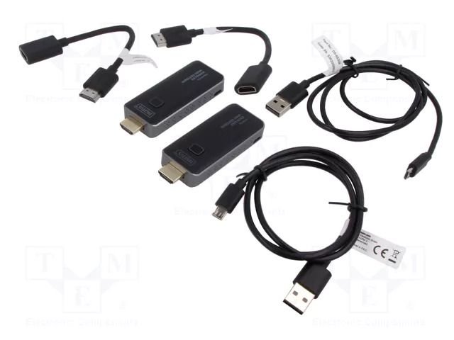 HDMI extender; HDMI plug x2,USB B micro socket x2; ABS; 50m DIGITUS DS-55318
