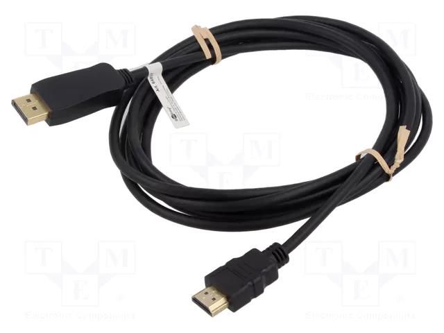 Cable; DisplayPort plug,HDMI plug; 3m; black Goobay GOOBAY-64837