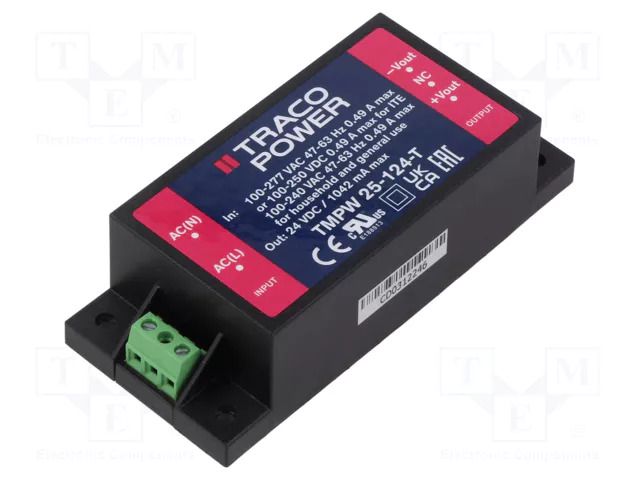 Power supply: switching; for building in; 25W; 24VDC; 1072mA; TMPW TRACO POWER TMPW25-124-T