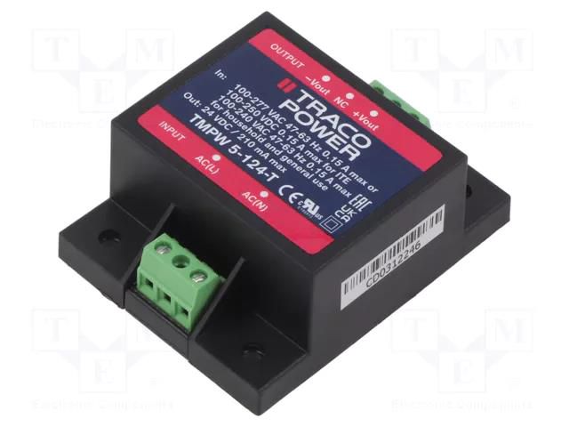 Power supply: switching; for building in; 5W; 24VDC; 210mA; TMPW TRACO POWER TMPW5-124-T