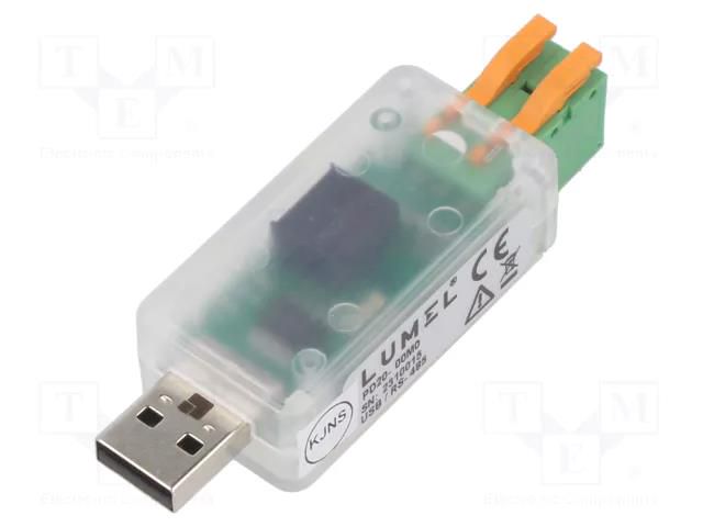 Converter; RS485/USB; 5VDC; PD20; plastic LUMEL PD20-00M0